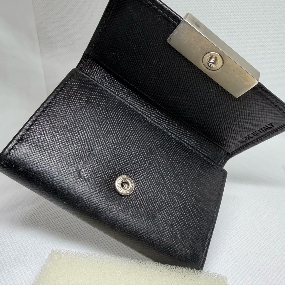 PRADA Key Holder Black Saffiano Leather Silvertone Snap - Picture 8 of 15